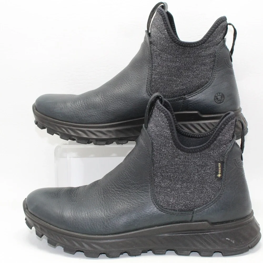 ECCO Exostrike Gore-Tex‎ Yak Leather Boots Black/Dark Shadow Waterproof Womens 6